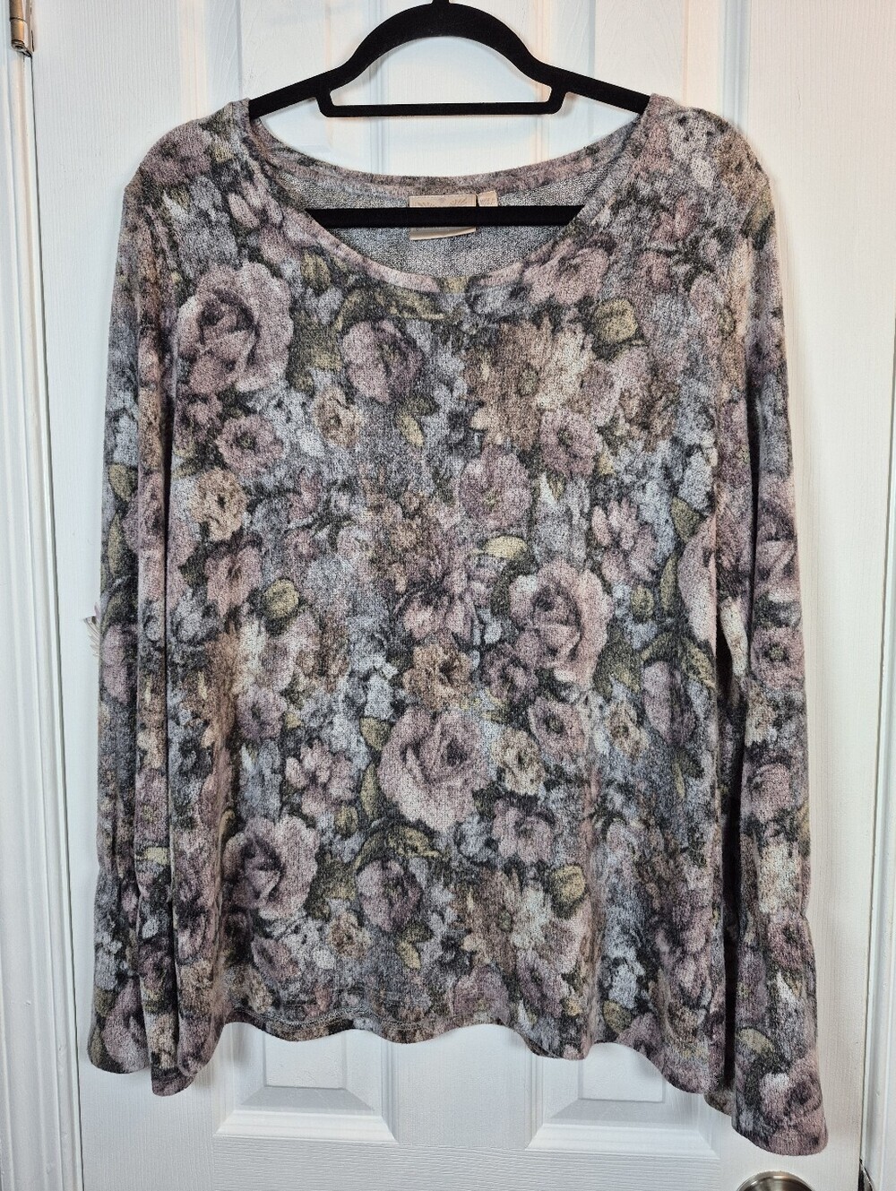 Dantelle Rose Print Bell Sleeve Top Whimsigoth Cottagecore Romantic Spring M